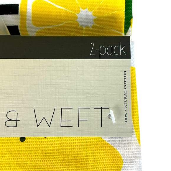 Stitch & Weft Kitchen Towel Set Lemon Print 100% Natural Cotton Yellow Black - Picture 6 of 16